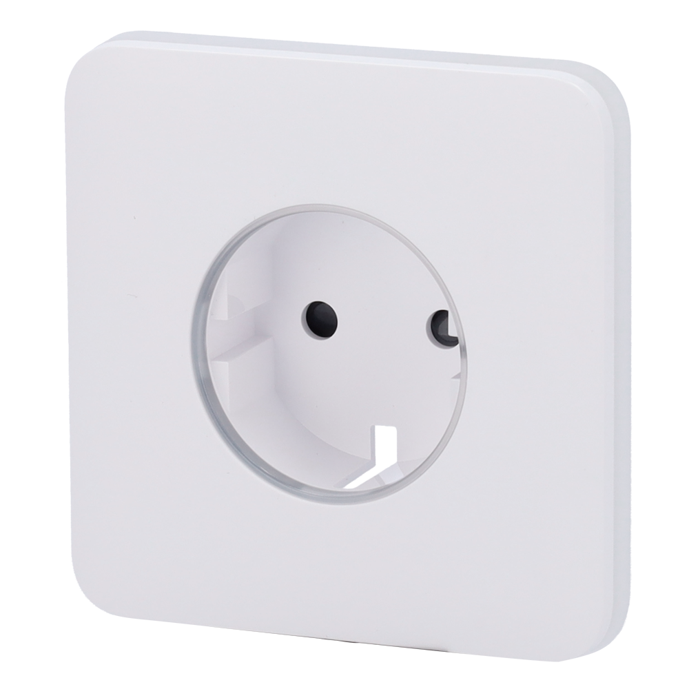 Proteção frontal para ficha inteligente tipo F, compatível com AJ-OUTLETCORE-SMART e indicador LED do estado da tomada e do consumo de energia