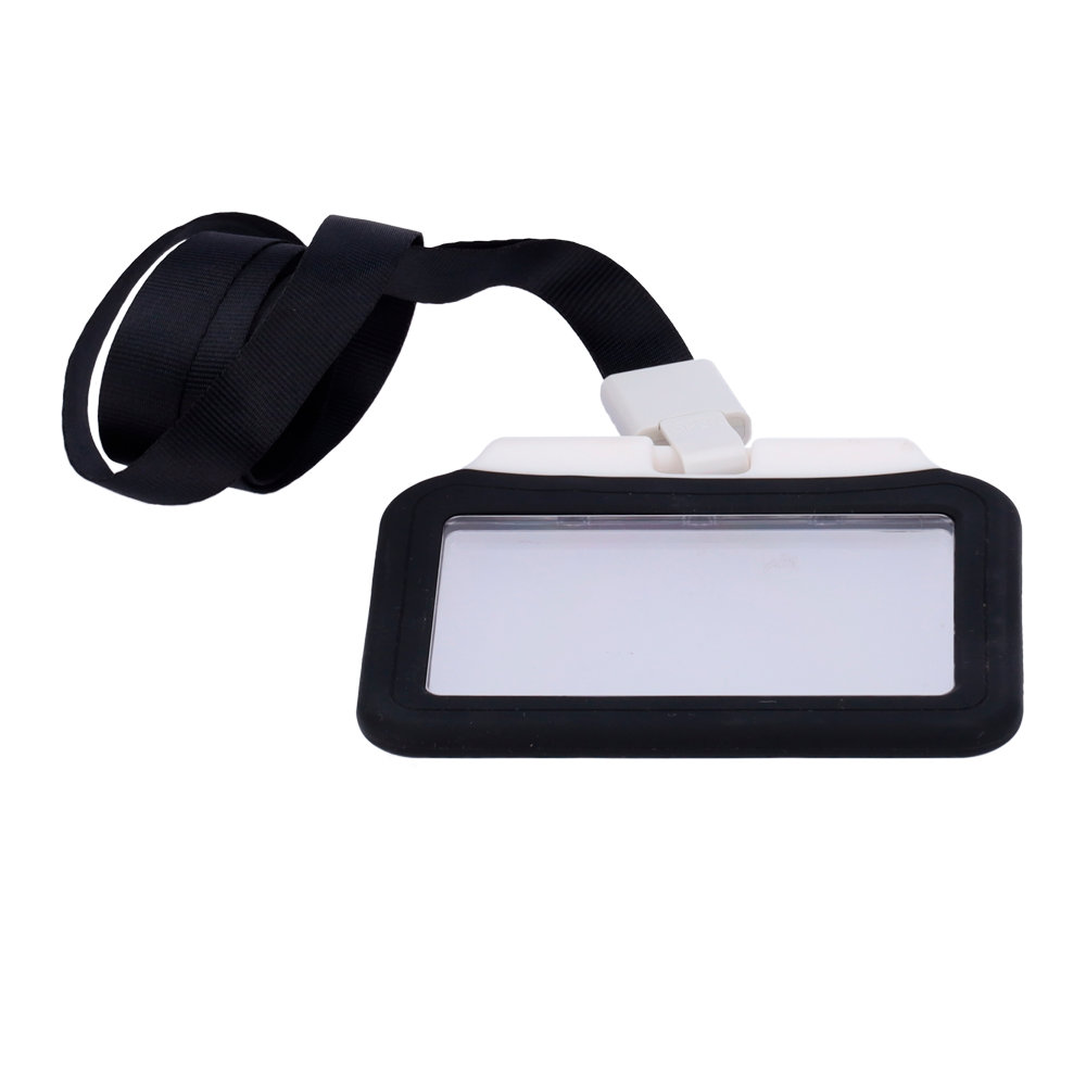 Porta-cartões de disposição horizontal e película de proteção em plástico- Preto