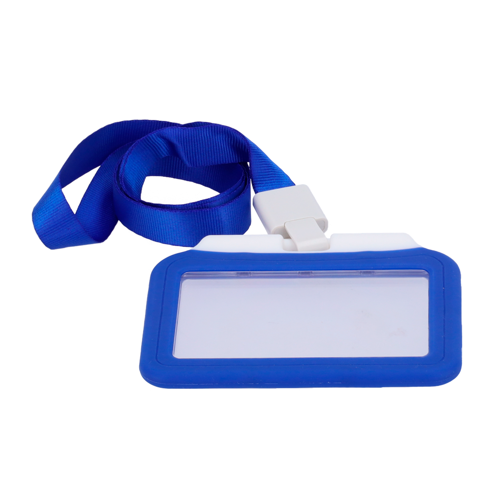 Porta-cartões de disposição horizontal e película de proteção em plástico- Azul