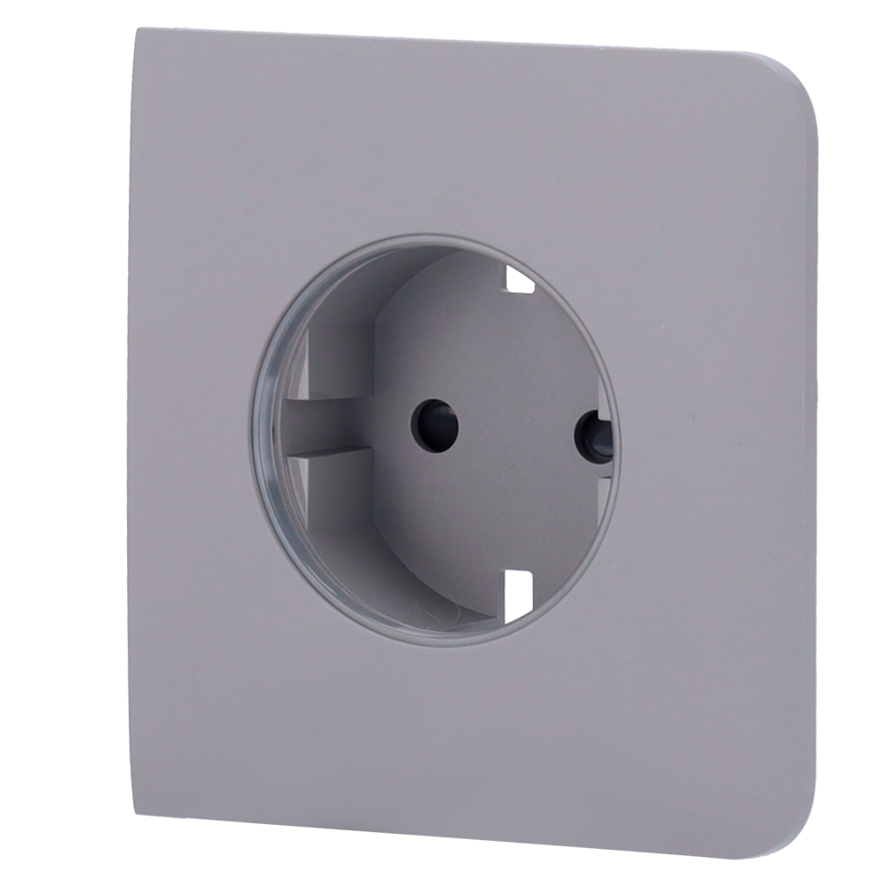 Cobertura lateral para ficha inteligente tipo F, compatível com AJ-OUTLETCORE-SMART e indicador LED do estado da tomada e do consumo de energia com botão tátil para controlo manual