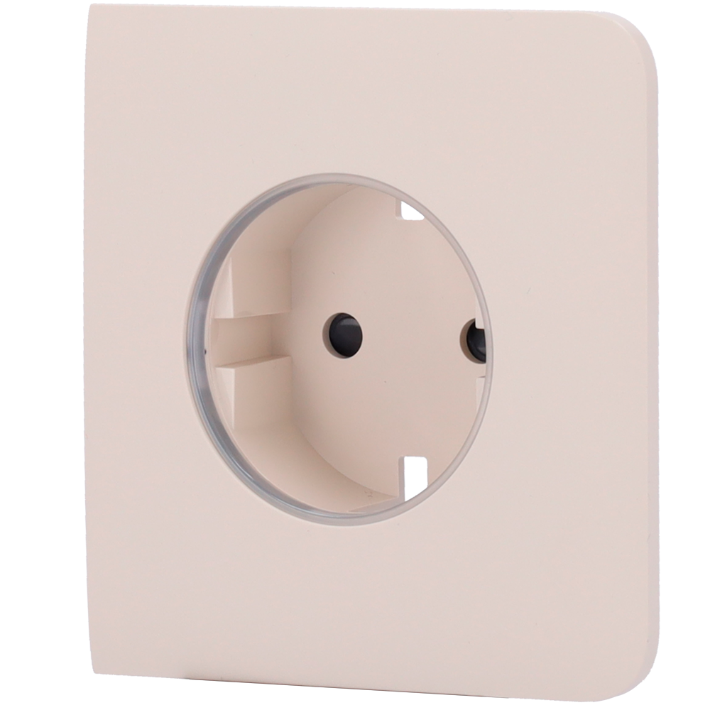 Cobertura lateral para ficha inteligente tipo F, compatível com AJ-OUTLETCORE-SMART e indicador LED do estado da tomada e do consumo de energia com botão tátil para controlo manual