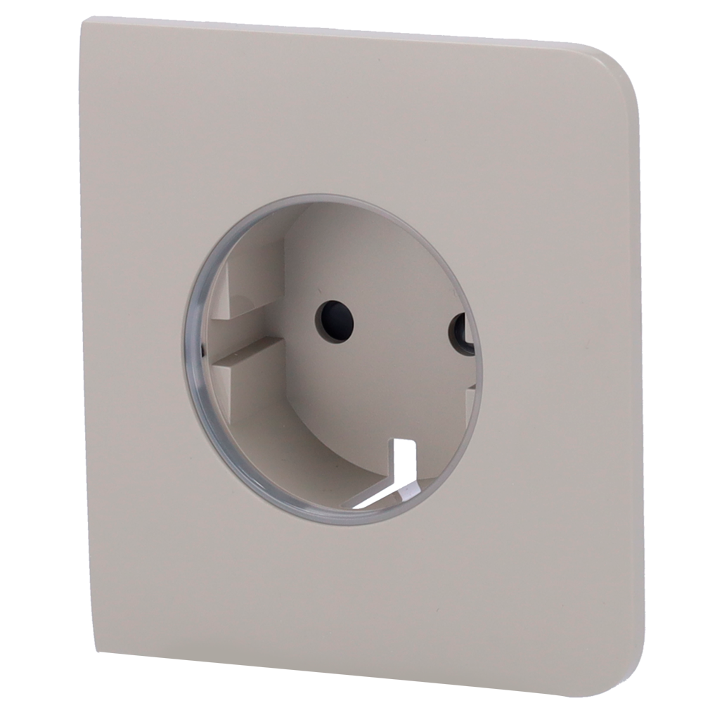 Cobertura lateral para ficha inteligente tipo F, compatível com AJ-OUTLETCORE-SMART e indicador LED do estado da tomada e do consumo de energia com botão tátil para controlo manual
