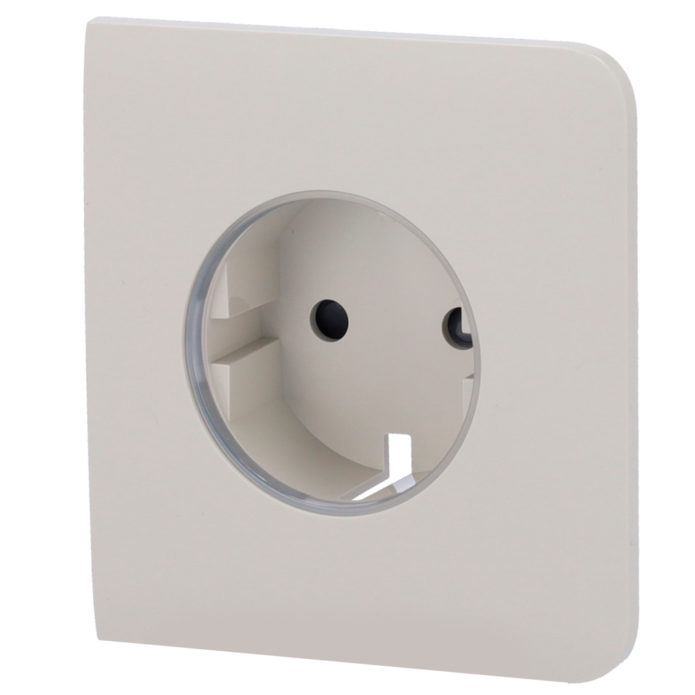 Cobertura lateral para ficha inteligente tipo F, compatível com AJ-OUTLETCORE-SMART e indicador LED do estado da tomada e do consumo de energia com botão tátil para controlo manual