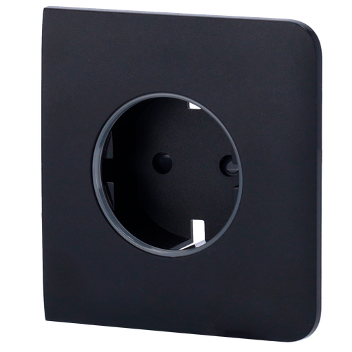 [CA-AJ-SIDECOVER-SMART-B] Cobertura lateral frontal para tomada inteligente tipo F, possui um botão tátil não painel frontal para controlo manual